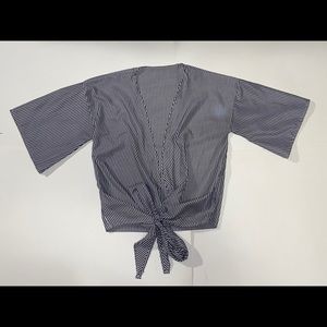 Navy blue white striped shirt